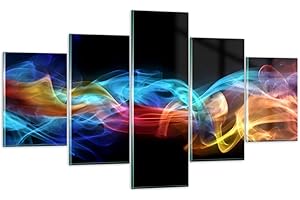 ARTTOR Moderne Impression sur Verre Résumé air coloré figure Image Tableau en Verre Decoration Murale 125x70cm Deco Cadre Salon Chambre Triptyque 5 parties Petit Tableaux Decoratifs Muraux Art GEA125x70-2171