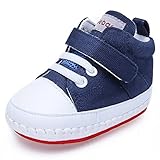  DELEBAO Babyschuhe Baby Sneaker Turnschuhe Krabbelschuhe Aus Segeltuch mit Weicher und Rutschfester Sohle für Baby Schuhe Jungen und Mädchen (Blau,3-6 Monate)