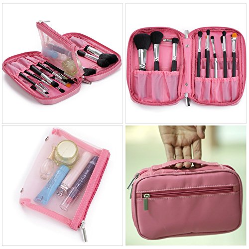 Hotrose Multifunktionale Kosmetiktäschche Reise Kosmetiktasche Make-up Tasche für Pinsel Aufbewahrung(Rosa, Small) - 7
