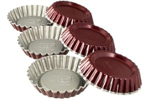 DR. OETKER Dr.Oetker 1701 Lot de 6 moules à tartelettes, mini moule à tarte, moule à tarte, moule tartelettes, moule à gâteaux, Acier, 10 cm