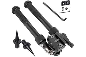 NC Bípode De Rifle V8, con Clavos para Bípode Y Adaptador Giratorio De 360 Grados, Montaje En Riel Keymod Picatinny, para Bípode Ajustable De Rifle Táctico De 6.5-9 Pulgadas