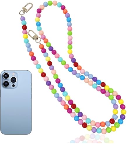 Set Catena Per Cellulare Universale - 2 Cordini E 4 Clip, Con Perle Colorate E Anelli Dorati, Accessorio Decorativo