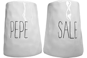 MECSAL CASALINGHI Set Contenitori Sale Pepe, Dispenser Porta Spezie Condimento, Dosatori in Ceramica, Effetto Martellato