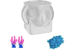 CiCixixi Runde Fischschale, Kugelaquarium Bruchsicherer,Rundes Aquarium, Fischtank für Aquarien, kleine Aquarien, Kunststoff Fischschale+2X Koralle und 0,5kg Sandstein