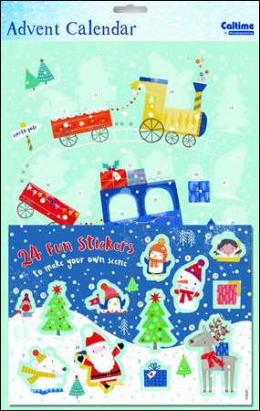 Download Traditionnel Santa Train Autocollant Calendrier de l'Avent avec Un Autocollant pour Chaque Jour 245 x 350 mm avec enveloppe Blanc