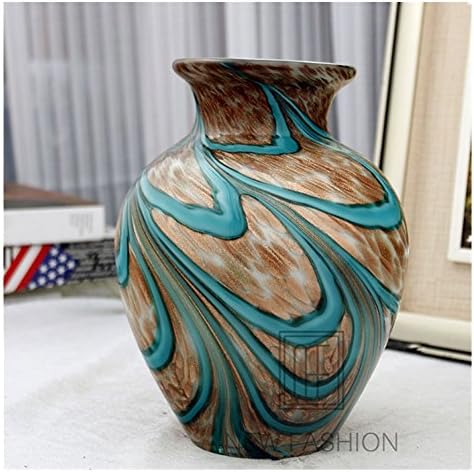 LOVCRY Hand-Blown Colorful Glass Flower Vase (15 x 15 x 22.5 CM)