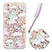 Price comparison product image iPhone 6 Liquid Case, iPhone 6s Glitter Case, Vioela Cute Cartoon Baby Unicorn Rainbow Stars Pattern [Soft TPU Bumper with Hard PC Back Cover],Cool Creative Moving Blue and Pink Hearts Bling Glitter Floating Dynamic Flowing Case Liquid Cover for Iphone 6/6S 4.7 Inch with Free Stylus
