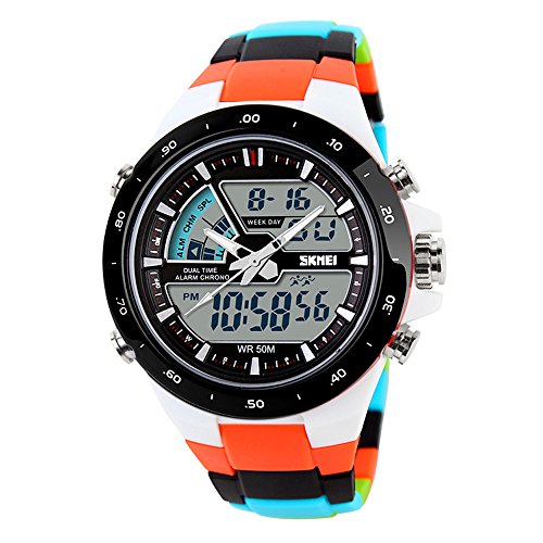 TTLIFE Unisex Edelstahl-Armbanduhr, wasserdicht, Analog, Digitalanzeige, LED Displaybeleuchtung, Chronograph Quarz Herrenuhren 50m Wasser resistent bunt TTLIFE Unisex Edelstahl-Armbanduhr, wasserdicht, Analog, Digitalanzeige, LED Displaybeleuchtung, Chronograph Quarz Herrenuhren 50m Wasser resistent bunt