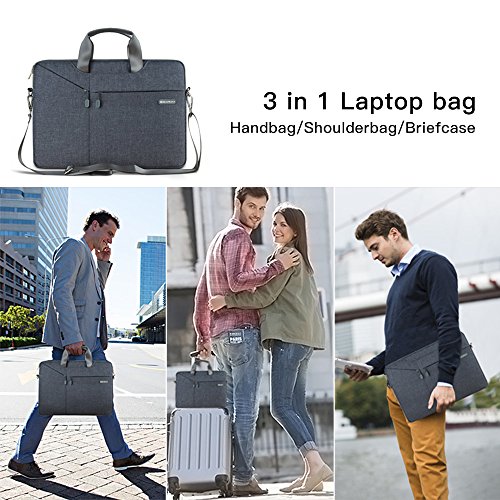 3 in1 Laptop Tasche, Evershop Handtasche Schultertasche Aktenkoffer für Macbook Air Pro / Notebook / Oberfläche (Grau, 15,4 Zoll) - 2