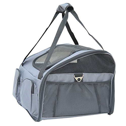 PawHut-Pet-Carrier-Folding-Bag-Car-Seat-Cat-Dog-Puppy-Kennel-Portable-Travel-Cage-Tote-Case-Mesh-Holder-House-Grey