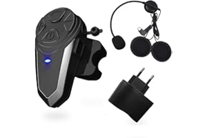 vFound BT-S3 1000m Interfaz de Motocicleta Casco Auriculares Sistemas de comunicación en Tiempo Real Manos Libres Radio FM Intercomunicador Bluetooth Impermeable para 2 o 3 pasajeros(1 Pieza)