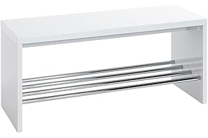 HAKU Möbel Panca per scarpe cromo, bianco, MDF, metallo - Dim. L 81 cm x A 40 cm x P 30 cm, Stile Moderno