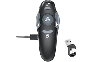‎UBUYUONE UBUYUONE Presenter [USB C+Wiederaufladbar], Powerpoint Presenter Pointer für Präsentationen, kabelloser Präsentationsfernbedienung, Powerpoint Fernbedienung Präsenter für Windows Computer Laptop Mac