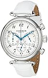 Akribos XXIV Quarz-Armbanduhr Retro für Damen, silberfarben, Edelstahl, weißes Lederarmband - AK630SSW