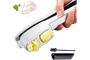 WOOLUCK® 2 en 1 presse ail inox,Ecrase ail avec Éplucheur d'ail et Brosse de Nettoyage,Presse ail manuel pour L'ail Frais,le Gingembre