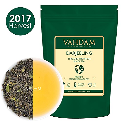 2017 First Flush Darjeeling Tea - Makes 50 Cups, 100g, Loose Leaf Black Tea - Flowery, Aromatic & Delicious, Picked, Packed & Shipped Direct from India, Champagne of Teas, Mellow & Fragrant