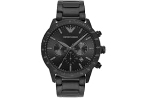Emporio Armani Montre multifonction en acier inoxydable, taille de boîtier 43 mm