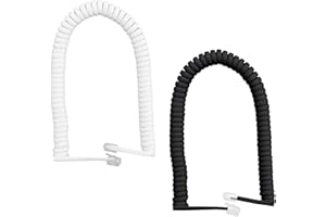 CAIHINIER Lot de 2 câbles de téléphone - Rallonge de câble de téléphone - RJ10 - Câble enroulé - Câble de combiné téléphonique universel - Respectueux de l'environnement et durable (3 m)