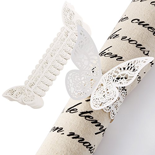 25 x Schmetterling Papier Serviettenringe Servietten Ringe Platzkarten Tischkarten Papierservietten Servietten Halter Schnalle Ring für Hochzeit Party Tischdeko - 3