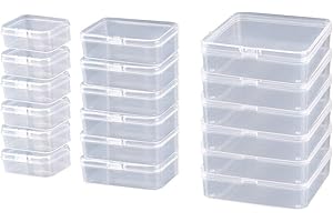 ODOOKON 18 Pcs Transparent Mini Boîte de Rangement, Taille Mixte Plastique Conteneurs De Stockage Bijoux Organisateur Boîte avec Couvercles Flip-up pour Carte, Jewerlry