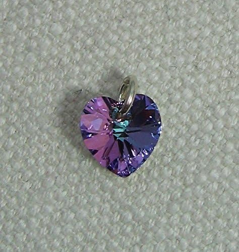Ultra Violet Heart Charm on a Sterling Silver Jumpring - made with Swarovski Elements
