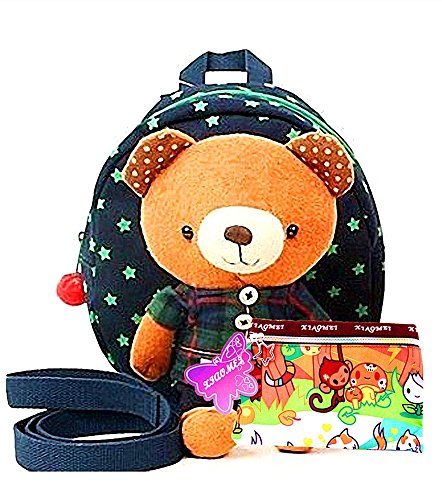 XIAOMEI Branded Baby/Toddler Detachable 3D Soft Toy Safety Backpack Walking Harness and Reins With Gift Purse - Navy