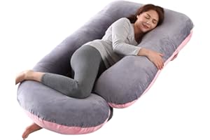 Wndy's Dream Pregnancy Pillow J Shaped Full Body Pillow with Velvet Cover, XXL Maternity Pillow for Pregnant Women Back, Legs and Belly Support,Two-tone flannel
