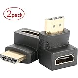 Postta HDMI Adapter(2 Pack)270 Degree and 90 Degree Male to Female HDMI Right Angle Connector Gold Plated