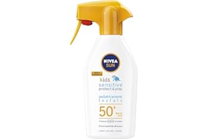 ‎NIVEA Nivea SUN Maxi Sonnenspray Kids Sensitive Protect & Play FP50+ in 300 ml Sprühflasche, Sonnenschutz ohne Parfüm, Sonnenschutz für empfindliche Haut
