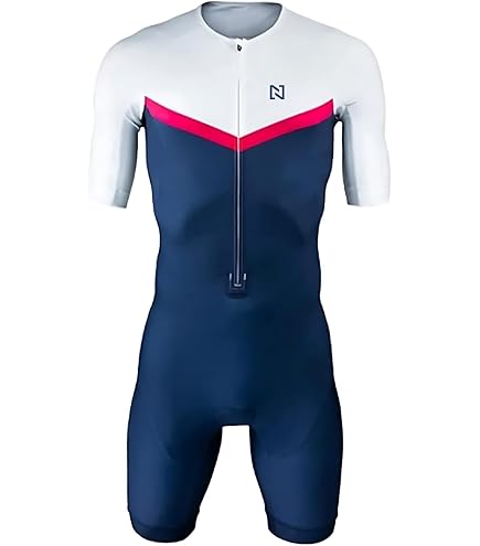 Maillot De Cyclisme Triathlon Homme Manches Courtes - 100% Polyester, Rembourré, Poche Dos, Pour Vélo Et Course