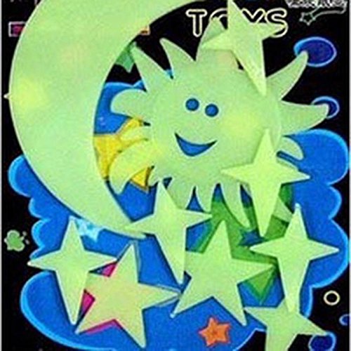 GGG Leuchtende Sonne Mond Sterne Aufkleber Stereoskopischer Raum-Wand-Aufkleber - 2