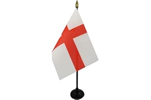 AZ FLAG - England Table Flag 4'' x 6'' - English Mini Desk Flag 100% Polyester 15 x 10 cm - Office Mini Banner with 10'' Pole - Golden Spear