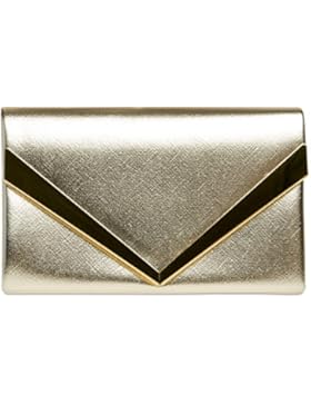 CASPAR TA368 Damen elegante Envelope Clutch Tasche / Abendtasche mit stylischem Metalldekor