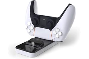 K.M STORE PS5 Charging Dock Controller Charger USB Super Fast Dual Twin Charge Safety Slip Protection For DualSense Playstation 5 Controller Ultra Slim Design
