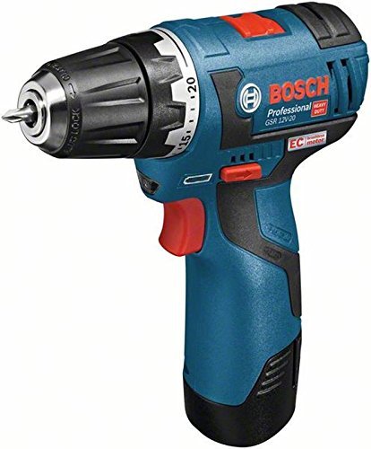Bosch Professional GSR 12V-20 Akku-Bohrschrauber (2 x 2, 5 Ah Akku, EC-Motor, 20 Nm Drehmoment, 12V, L-BOXX) 06019D4004