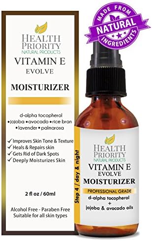 Natural Vitamin E Moisturizer Cream For Face. Use after facial wash to nourish sensitive areas, for healing & for acne. Best non-greasy creams and moisturizers for dry to oily skin. Paraben free.