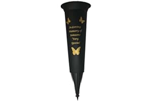DAVID FISCHHOFF In Loving Memory Verse Graveside Memorial Grave Spiked Flower Vase (Someone Special, Black & Gold)