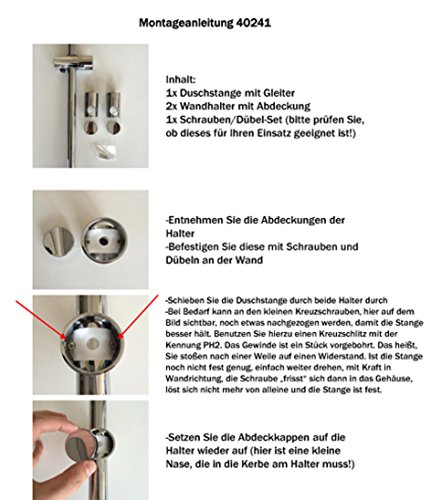 ADOB Wandstange 115 cm aus verchromten Edelstahl mit variabler Befestigung, das Original, 40241 - 2