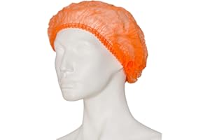 BICAP Lot de 100 capots jetables Orange - Capots clipsés - Taille L 52 cm de diamètre (lot de 100) - Bonnet en non-tissé