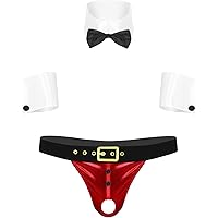 YiZYiF String Homme Déguisement Père Noël Slip Cosplay Costume
