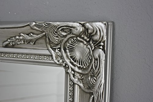 elbmöbel Wandspiegel Rechteckig in silber antik mit 82 x 62cm im Landhausstil mit Holzrahmen barock - 3