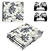 Produktbild Morbuy PS4 Pro Skin Design Folie Aufkleber Sticker schützende Haut Schale für Sony Playstation 4 Pro Konsole und 2 Dualshock Controller (Grau-Weiß Camo)