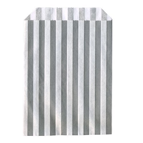 The Paper Bag Company 100 Sacs en papiers à Rayures Violettes, pour confiseries/Cadeau - 12,7 x 17,8 cm, Lot de 100, Bois Dense, Gris, 24 x 19 x 2 cm