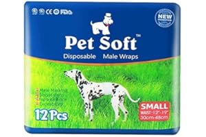 Pet Soft Male Dog Nappies - Disposable Pet Diapers Male Dog Wraps, Super Absorbent Doggy Puppy Nappies for Dogs & Cats Urinary incontinence Small 12count (S 12count (12'-19'))