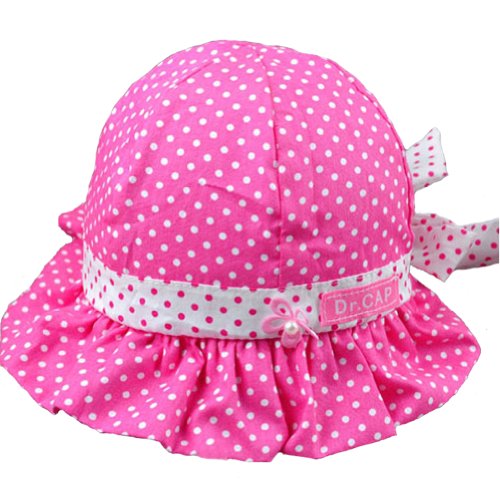 Ama-ZODE New Sweet Cute Baby Girls Children Sun Polka Dot Summer Hats Caps 4 Colors (Rose Red)