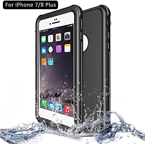 iPhone 7/8 Plus Waterproof Case, NewTsie Full-body Protective Shockproof Snowproof Dustproof Dirtproof with Built-in Screen Protector Case Cover for Apple iPhone 7/8 Plus 5.5 inch [Hard Plastic] (P-Black)