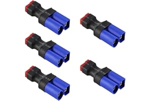 Boladge 5-Pack Adaptateur de Connecteur Femelle Fiche T Deans à Connecteur Mâle EC5 pour Batterie LiPo RC