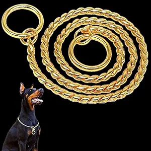 Royale Dog Choke Chain Training Dog Collars Snake P Choker Pet Show Collar Gold Snake Choke Chain Dog Choker Collar 1 Piece (Large ( Thickness-4.0mm x Length-50cm ))