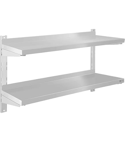 Etagère murale vidaXL Wandschap 2-laags 100x30x60 cm roestvrijstaal zilverkleurig30310