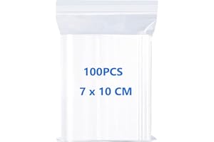 RFWIN 100 Grip Seal Resealable Zip Poly Bags - 7 X 10cm Clear Reusable Lock Zipper Bags for Beads, Jewelry, Snacks, Seeds, Coins
